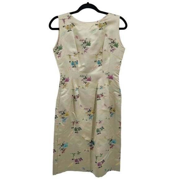 Vtg 60's Womens Dress 2pc Set Asian Satin Sheath‎ Bolero Jacket Gold Floral Sz M - Picture 12 of 17